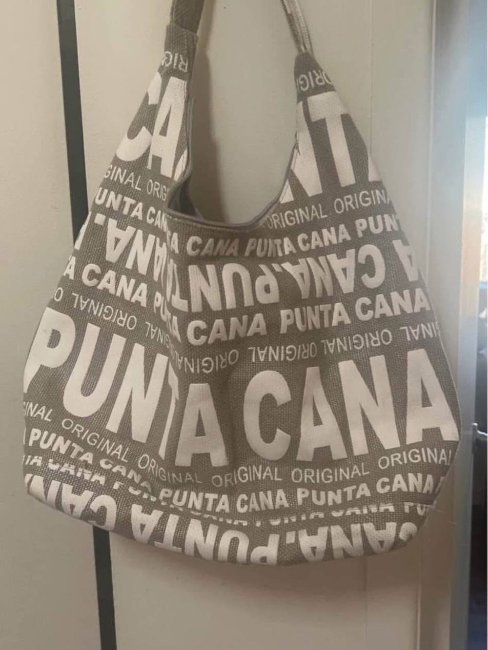 Punta Cana Beige Canvas Hobo Bag